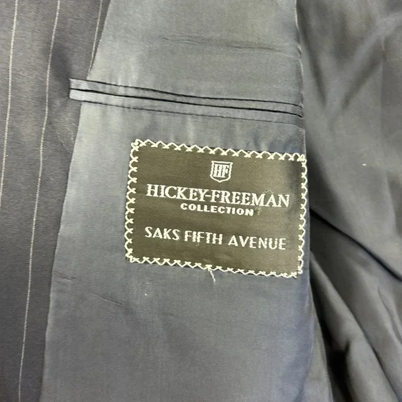 Hickey Freeman Loro Piana Blazer 43 Navy Pinstripe Tasmanian‎ Sport Coat Jacket - Picture 4 of 10